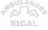 Logo ambulances Rigal, Star of Life médical avec tracé ECG, mentions TSM YSL.